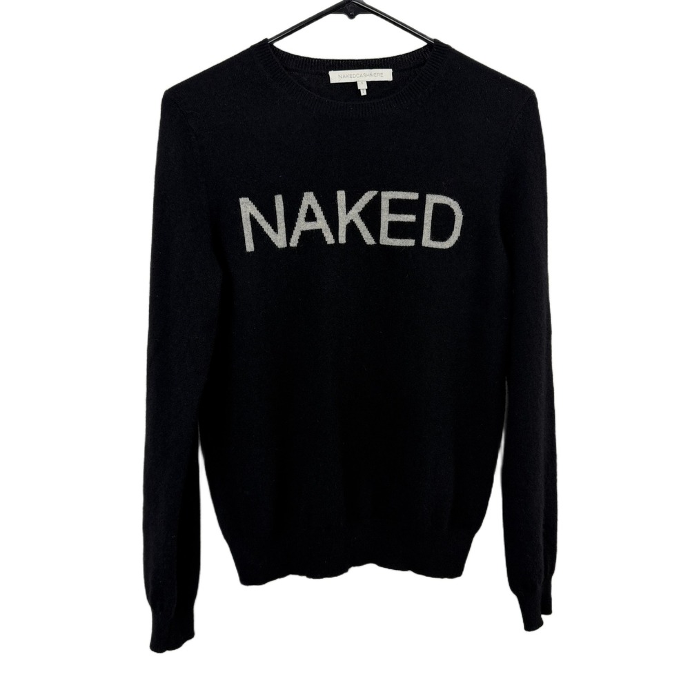 NakedCashmere Sweater Womens Small Black White Intarsia *Hole